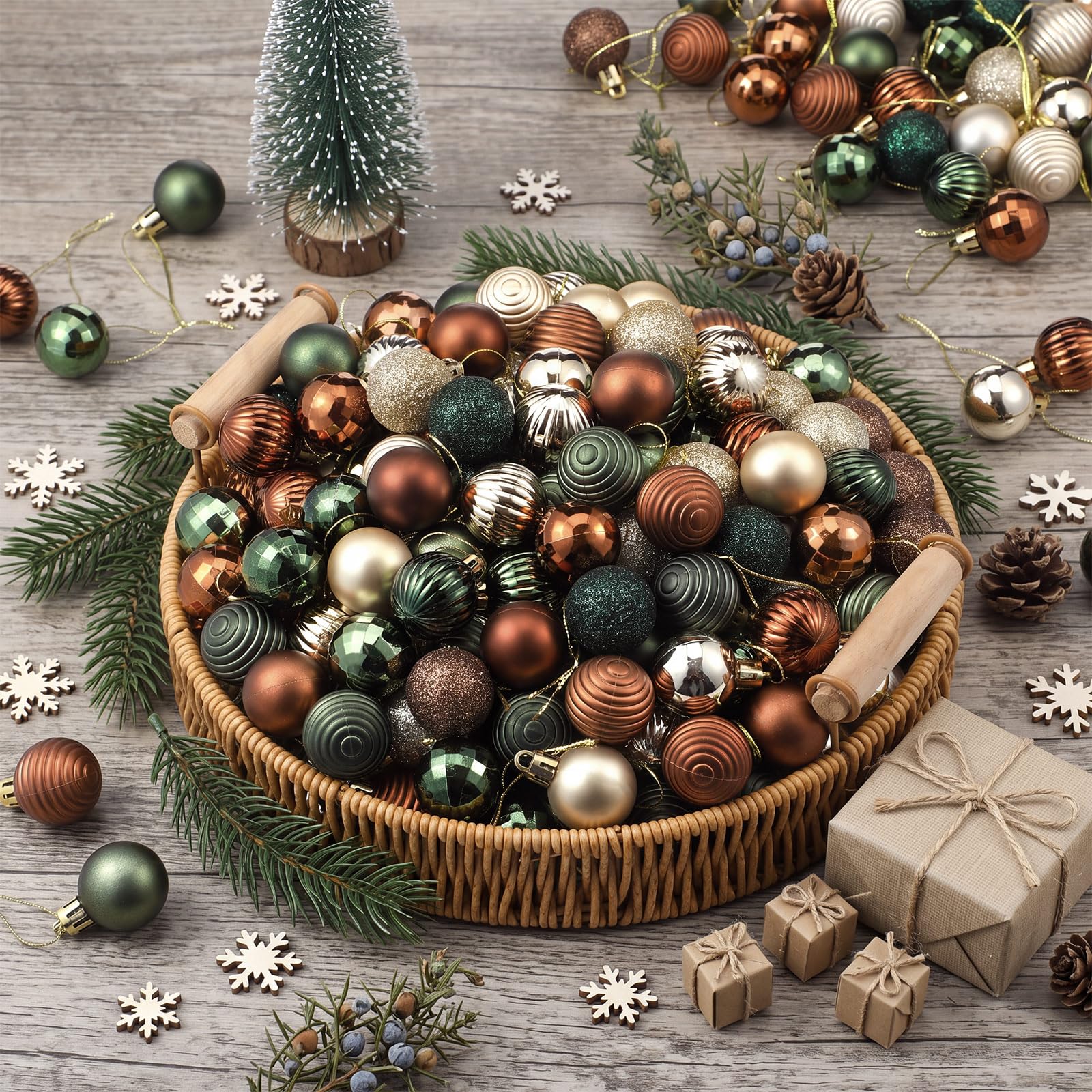 Xuhal 240 mini ornamenti a sfera di Natale in stile vintage