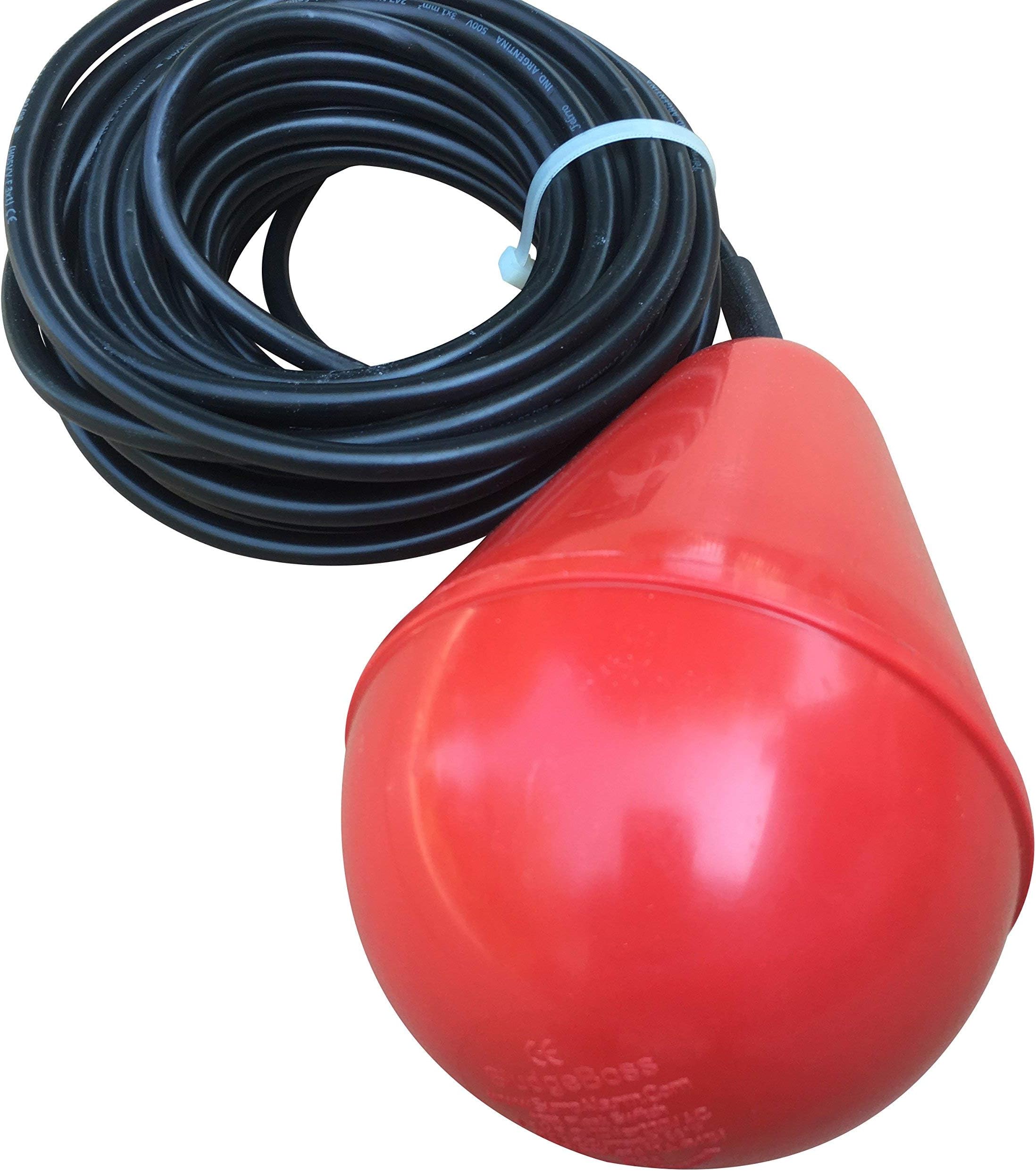 Sludge Boss Septic Float Switch, Heavy-Duty Sewage Pump Switch for Viscous Liquids and Suspended Solids in Wastewater, Mercury-Free Self-Orienting Tank Float for Septic Pumps to 1/2 HP (33 Ft Cable)