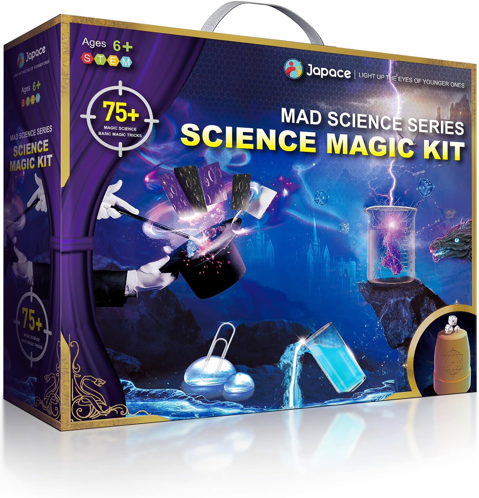 JapaceMagic Kit & Science Kits for Kids Age 6-8-10-12, 75+ Magic Tricks & Science Experiments STEM Chemistry Sets, Christmas Birthday Gift Ideas for Kids, Educational Toys for Boys & Girls