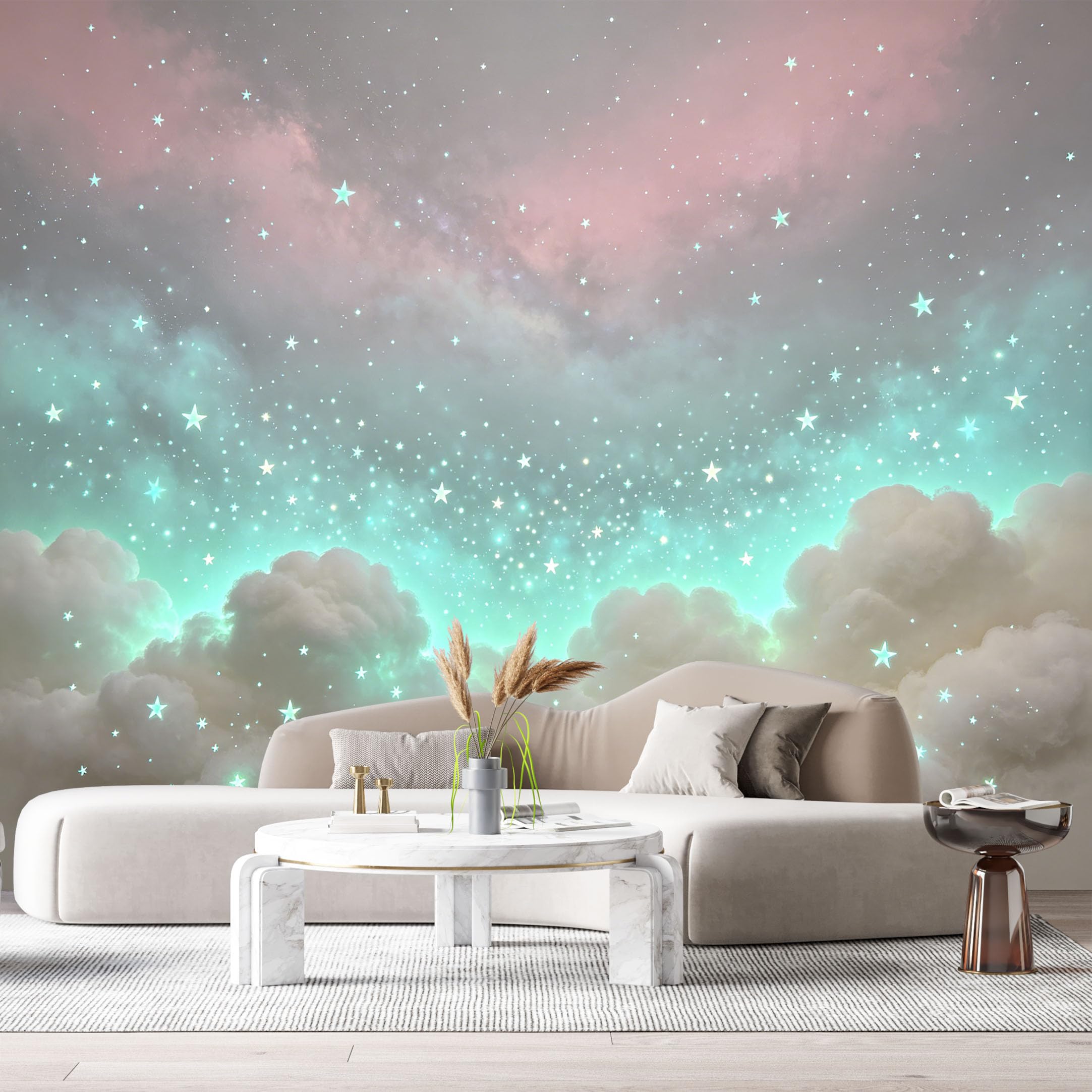 Custom Size Wall Murals Dreamy Night Sky Galaxy Stars Clouds Abstract Modern SelfAdhesiveWall Fabric Removable Wallpaper Wall Decor for Living Room Bedroom Bathroom