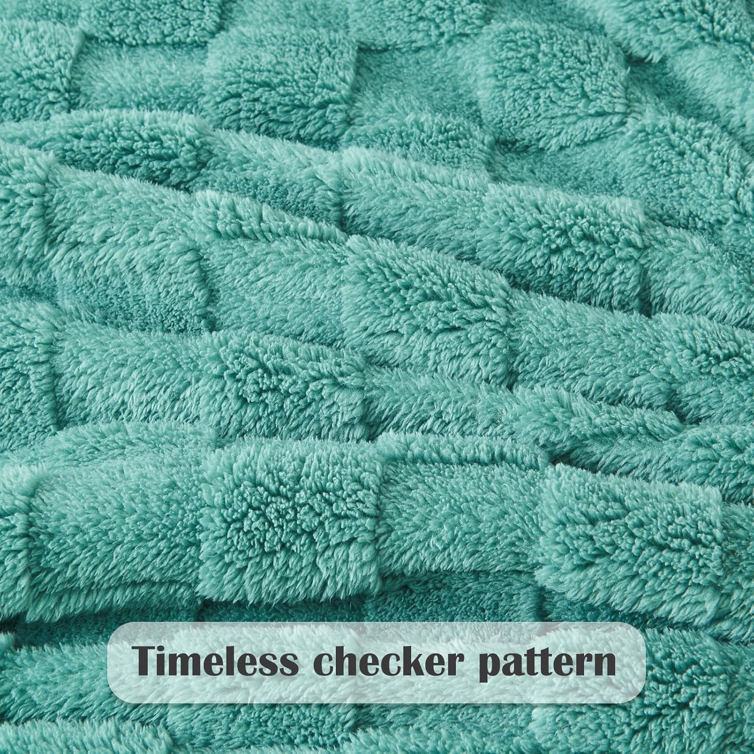 NEWCOSPLAY Super Soft Throw Blanket Mint Green Premium Silky Flannel Fleece 3D Checkered Lightweight Bed Blanket All Season Use (Mint Green Checkered, Throw(50"x70")) - Image 5