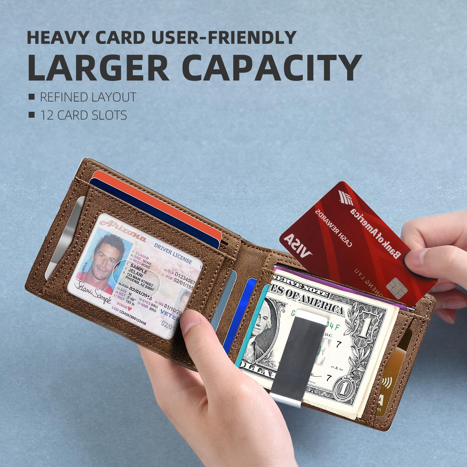 Zitahli Slim Wallets for Men, Leather Money Clip Mens Wallet, RFID Blocking Front Pocket Bifold Wallet, Minimalist Credit Card Holder with Gift Box - Image 2