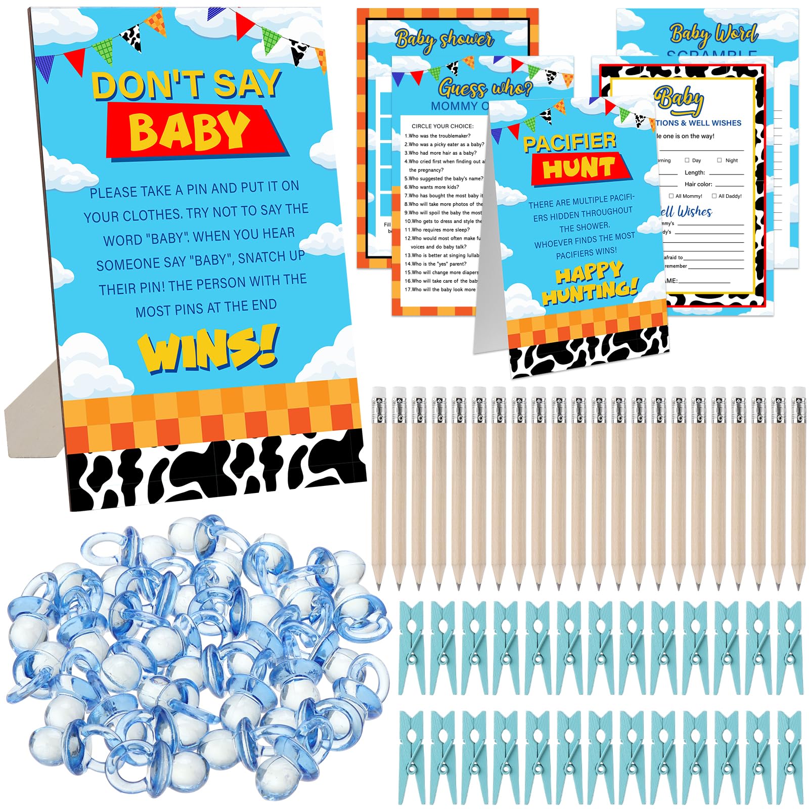 132 Pcs Cartoon Story Baby Shower Games for Guests 4 Guess Who Bingo Game
