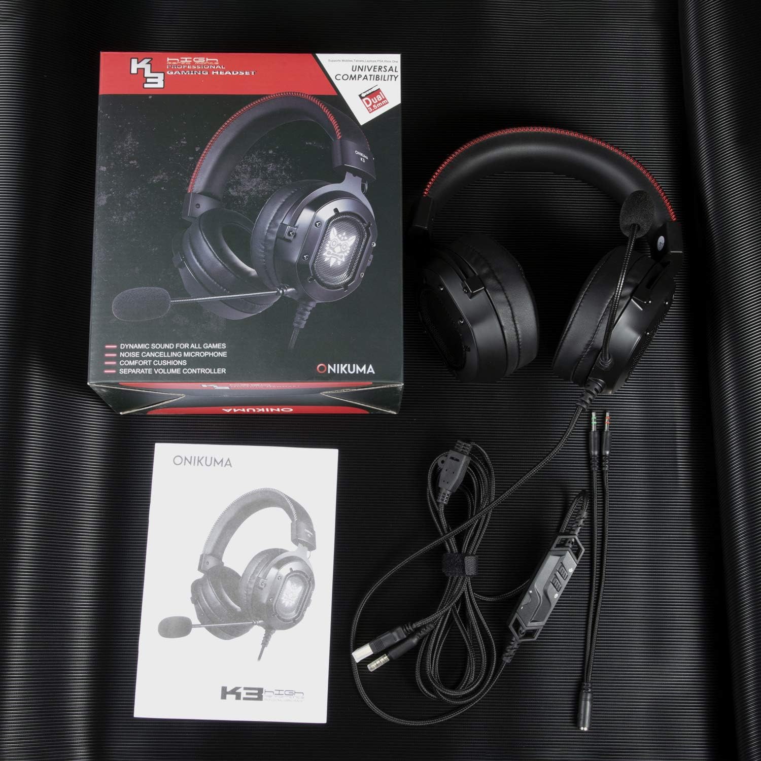 Gaming Headset for PS4 Xbox One, GAKOV Haolide Wired Headphones with Mic, Stereo Bass Surround, Noise Reduction, LED Lights, Volume Control for Laptop, Mac, PC, Tablet