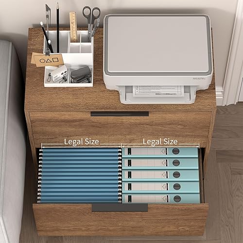 Miniatura 50 de LUCYPAL Archivador de 2 cajones, archivadores de madera con barras colgantes para tamaño carta, archivadores para oficina en casa, archivador