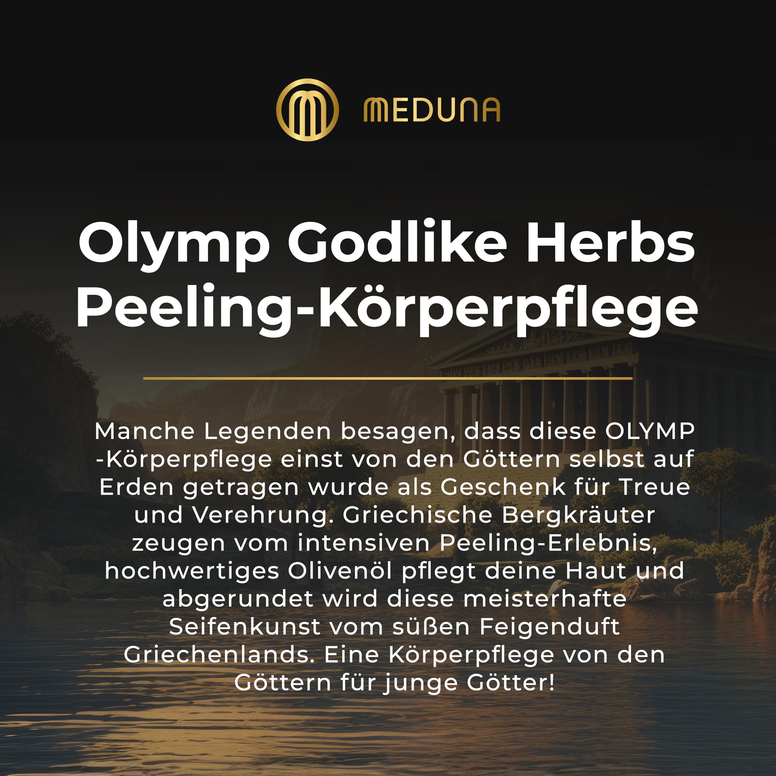 MEDUNA Peeling-Seife Olymp Godlike 5 x 100g - feste Naturseife - Handmade Soap Pflegeseife - Körperseife für alle Hauttypen - Bio-Kokosöl & Shea Butter Männerpflege - Made in Germany