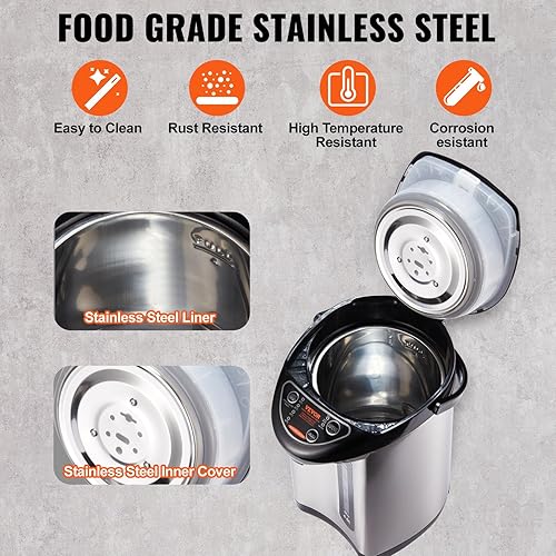 Miniatura 6 de Dispensador de agua caliente, caldera y calentador de agua ajustable de 4 temperaturas, calentador de agua de encimera de acero inoxidable 304,