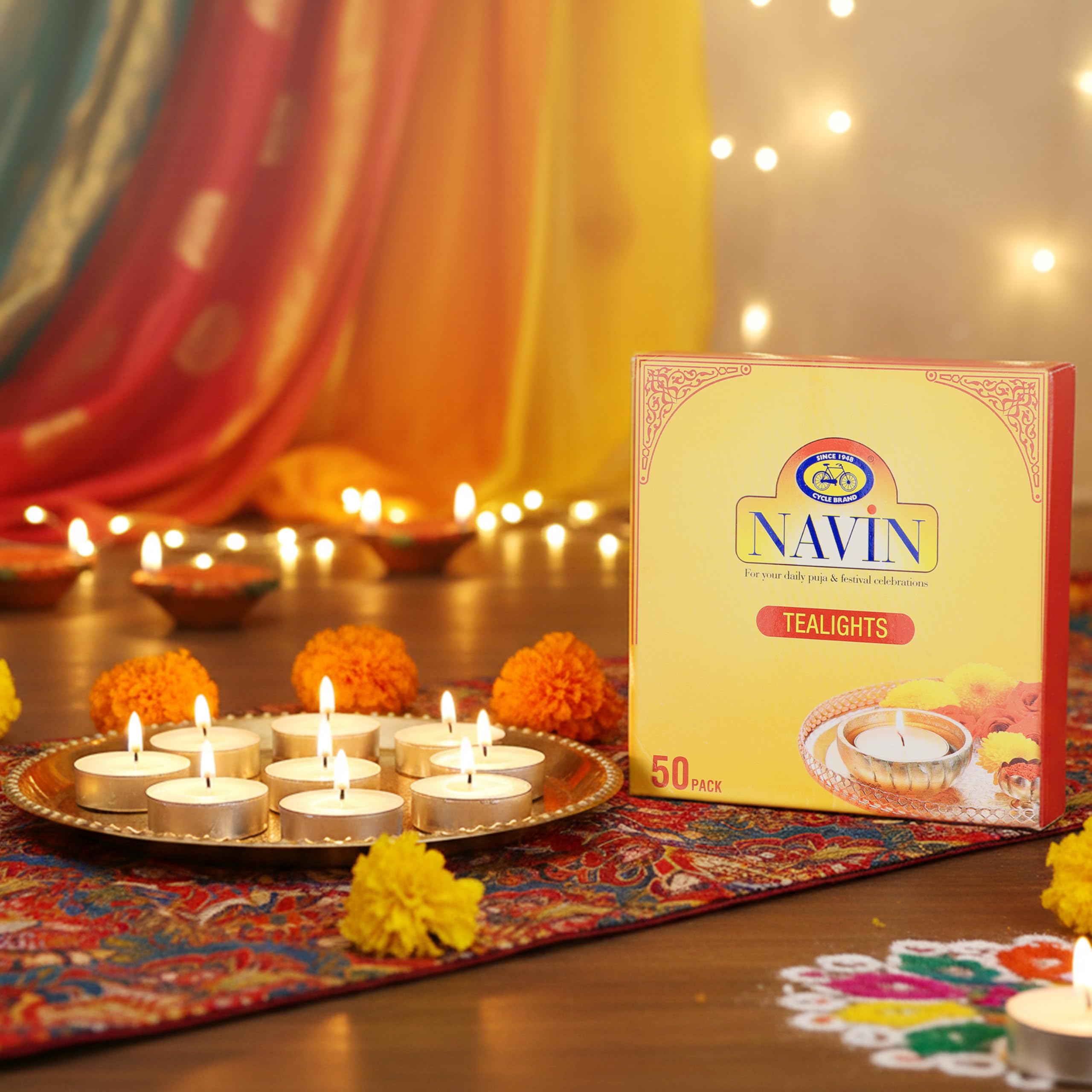 Cycle Pure Ghee Tealight Diyas 50 Pcs | Easy, Clean & Ready-to-Light for Puja Candle (White)-image-20