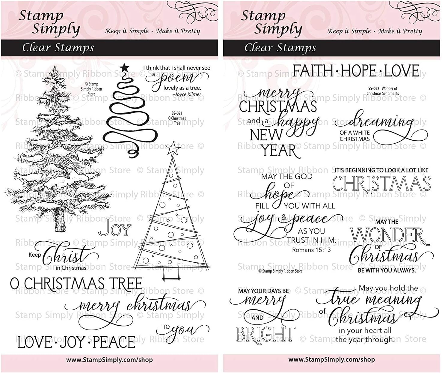 Stamp Simply Clear Stamps O Xmas Tree and Wonder of Christmas Sentiments (2-Pack) 4x6 Inch Sheets - 18 Pieces