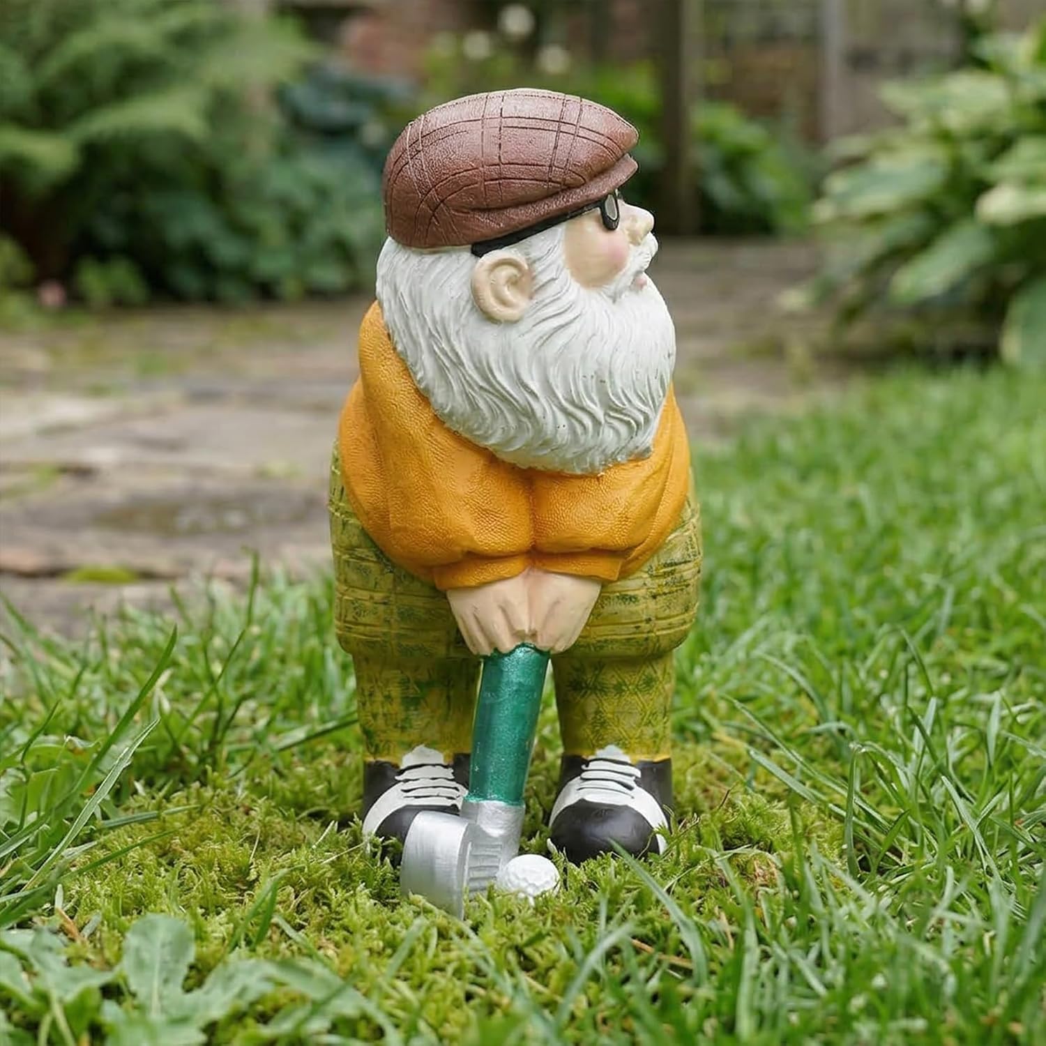 Elenon Golf Gnome Garden Statue, Adorable Outdoor Flower Bed Decor, Funny Yard Patio Art Dwarf Sculptures Table Ornament Decorative
