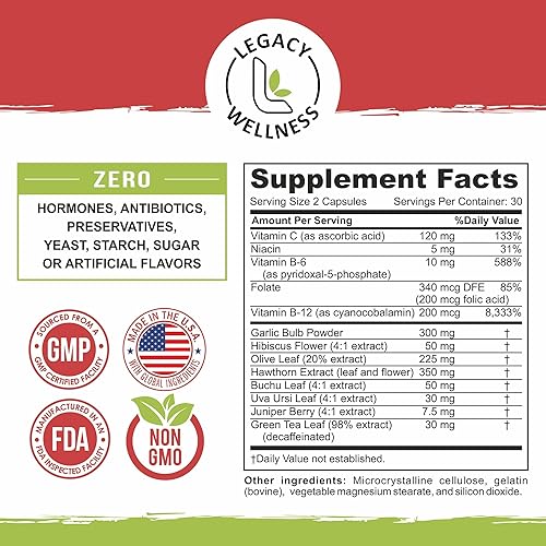 Miniatura 3 de BP Rescue Suplemento de apoyo para la presión arterial, vitaminas y hierbas para ayudar a la circulación y el flujo sanguíneo, suplementos naturales