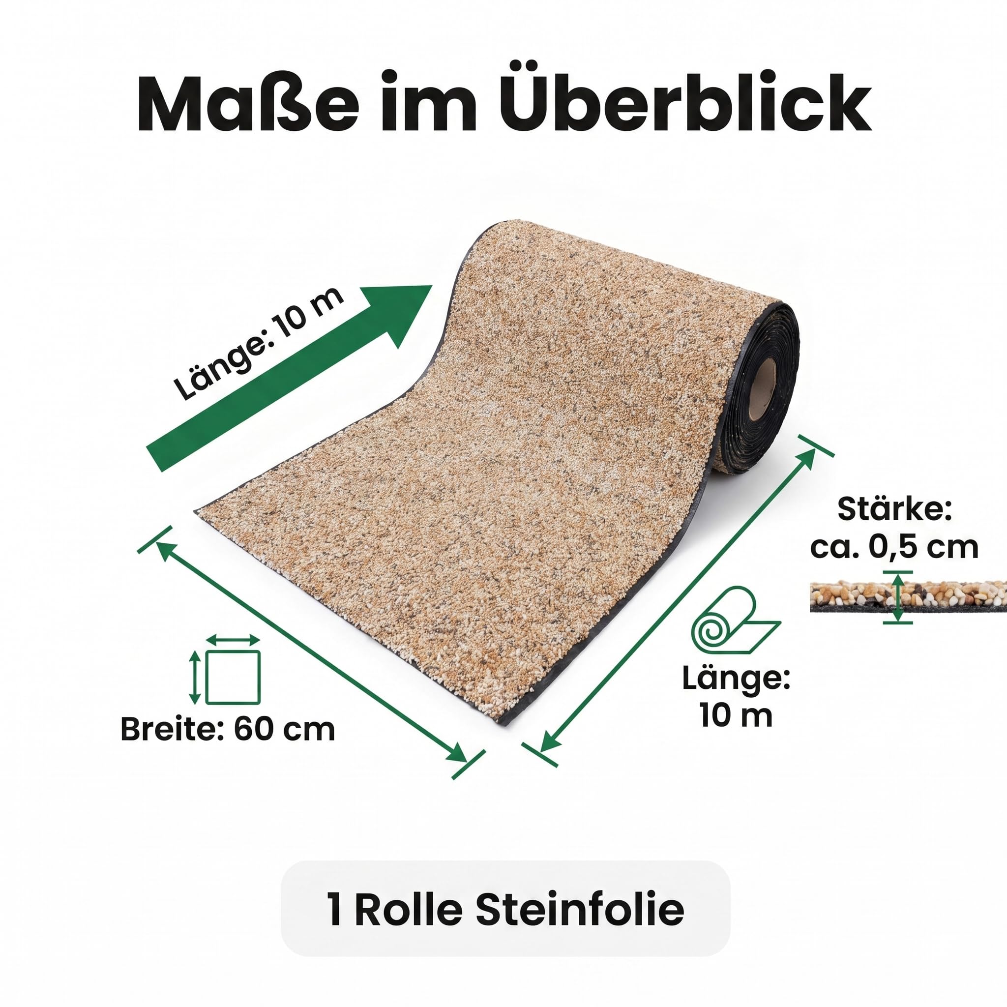 Pondlife Steinfolie für Teichrand und Bachlauf, Ufermatte in Steinoptik, 60 cm breit, 10 m Rolle, ca. 0,5 cm stark, Natur-Optik, robuste Teichumrandung, fisch- und pflanzenverträglich