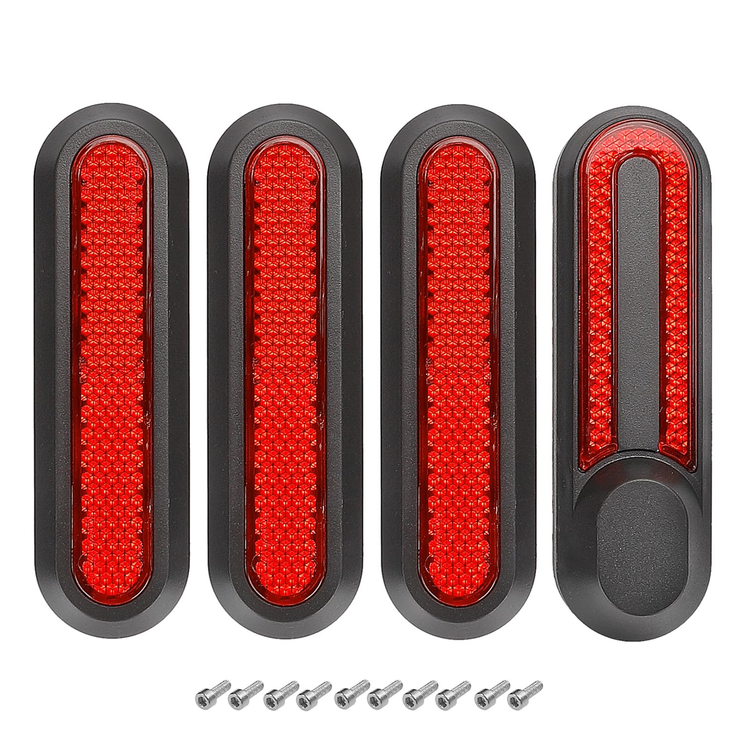 Coprimozzi Per Ruota Con Riflettori Per Xiaomi M365/PRO/PRO2 – Set Da 4 In ABS Rosso Con Strisce Riflettenti E Viti