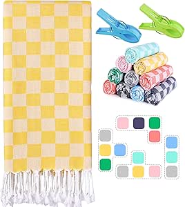 Amazon.com: Plaid Checkered Beach Towel Beach Blanket Sand Free Cruise