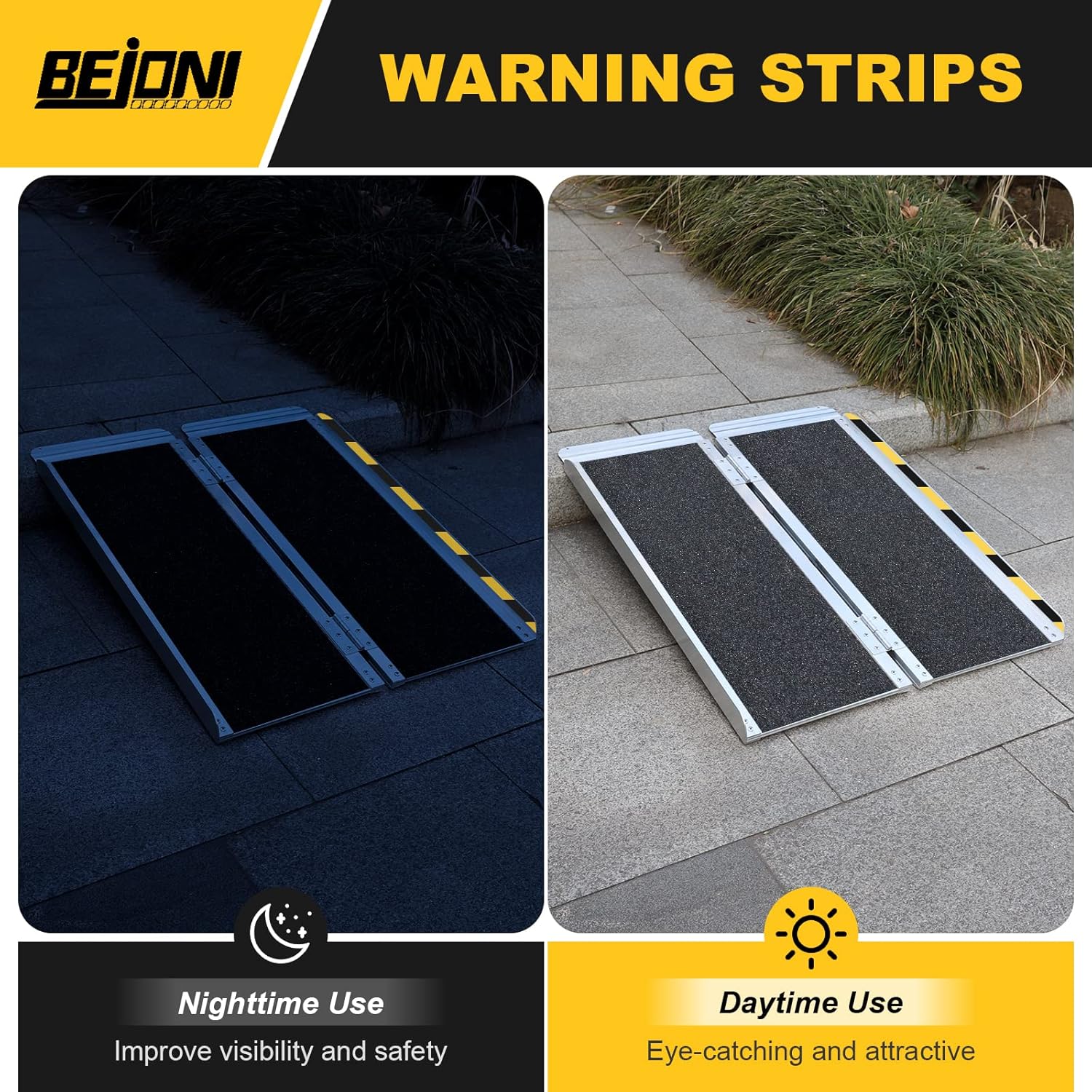 BEJONI Portable Wheelchair Ramp 2FT, Folding Non-Slip Aluminum Handicap Ramp, Door Threshold Wheel Chair Ramps for Home Steps, Scooter, Doorways, Entry Use, Curbs, Stairs