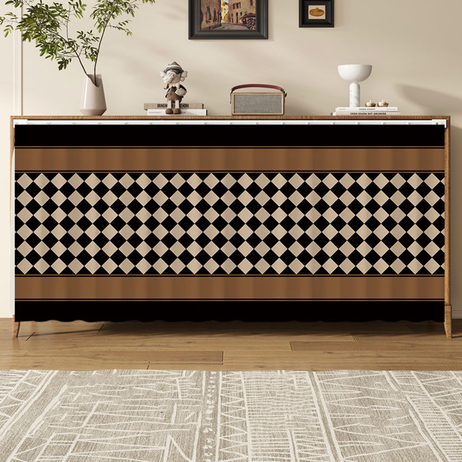 ZZYK Shelf Adhesive Open Closet Curtains,Dust Proof Privacy Kitchen Storage Curtains,under Sink Cabinet Curtain Skirt Hanging Doorway Cover Easy To Install,P,W(50cm) x H(90cm)