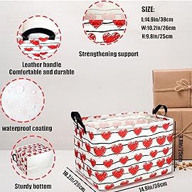 ASKETAM Valentine\'s Day Basket Gift for Empty Cute Heart Large Storage Bin for Kid and Baby Room Dcor (Red Love)