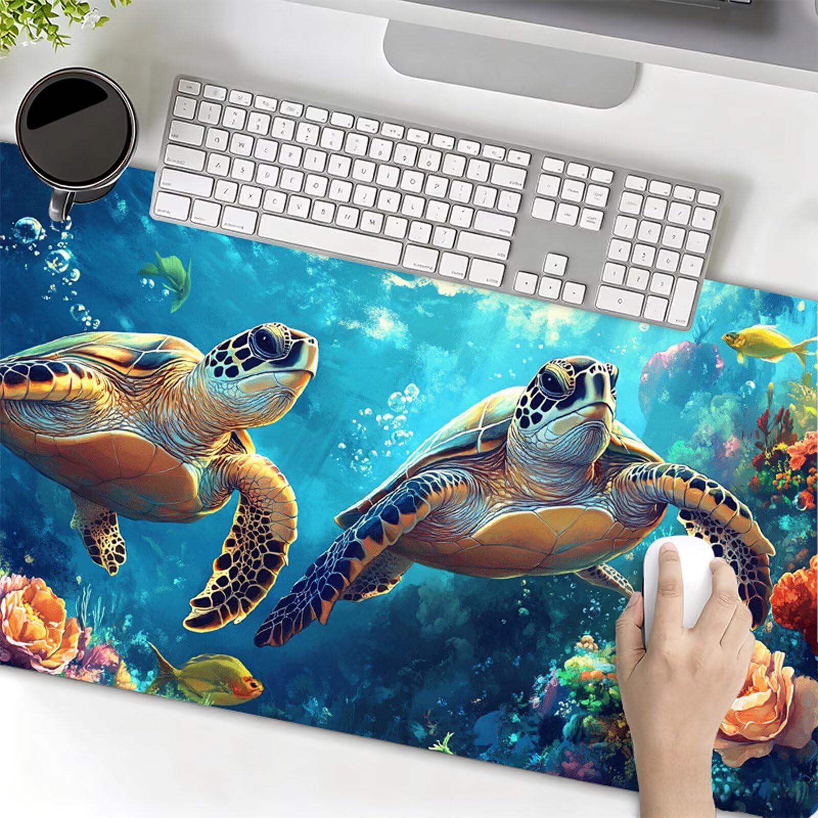 Podkładka pod mysz XXL 1000x500x3mm podkładka pod mysz żółwie podkładka pod mysz kwiat poprawia precyzję i szybkość, wodoodporne antypoślizgowe, szyte krawędzie, akcesoria do gier, komputer biurowy