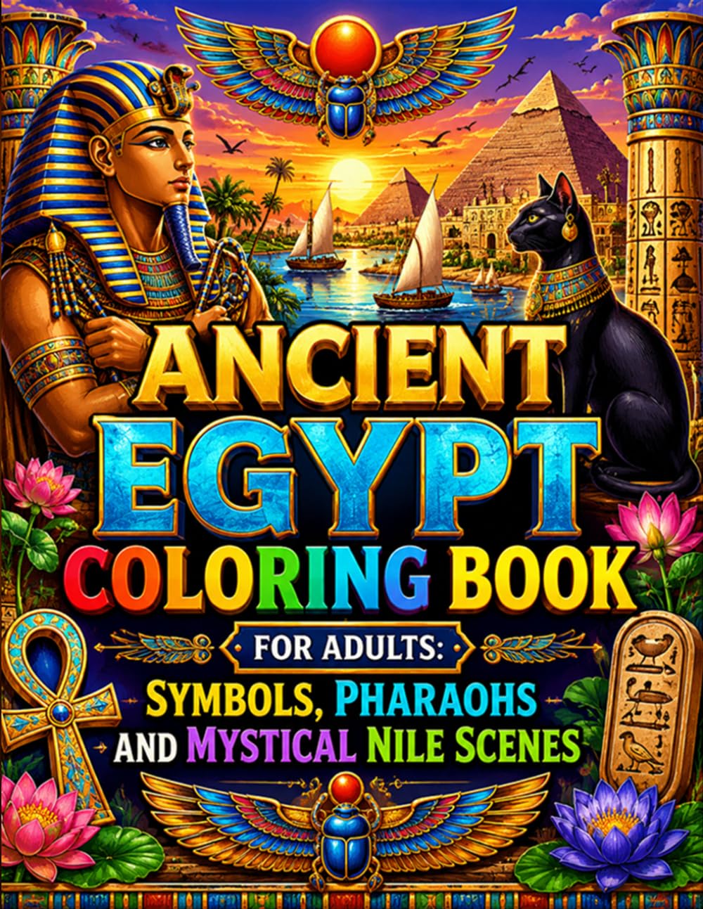 Ancient Egypt Coloring Book for Adults: Symbols, Pharaohs and Mystical Nile Scenes: Discover Ancient Wonders Through Relaxing and Beautiful Coloring ... Nile Landscapes and Timeless Egyptian Art