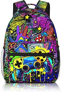 School Backpack For Boys Abstract Gamepad Boy Backpack For Kids Children Teens Elementary Middle School Boy Backpacks Ages 6-18 Video Games Bookbag back pack