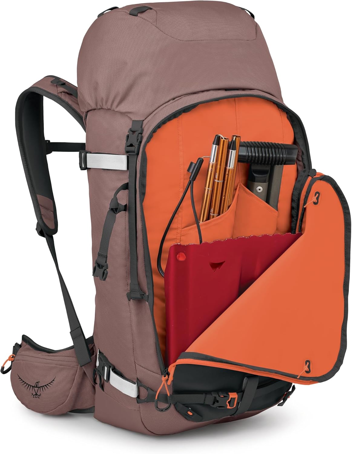 Osprey Sopris 45L Ski and Snowboard Backpack - High-Volume Backcountry Snow Pack for Women - Hut Trip Ready - Helmet Carry - Made with 100% Recycled Nylon, Magma Brown