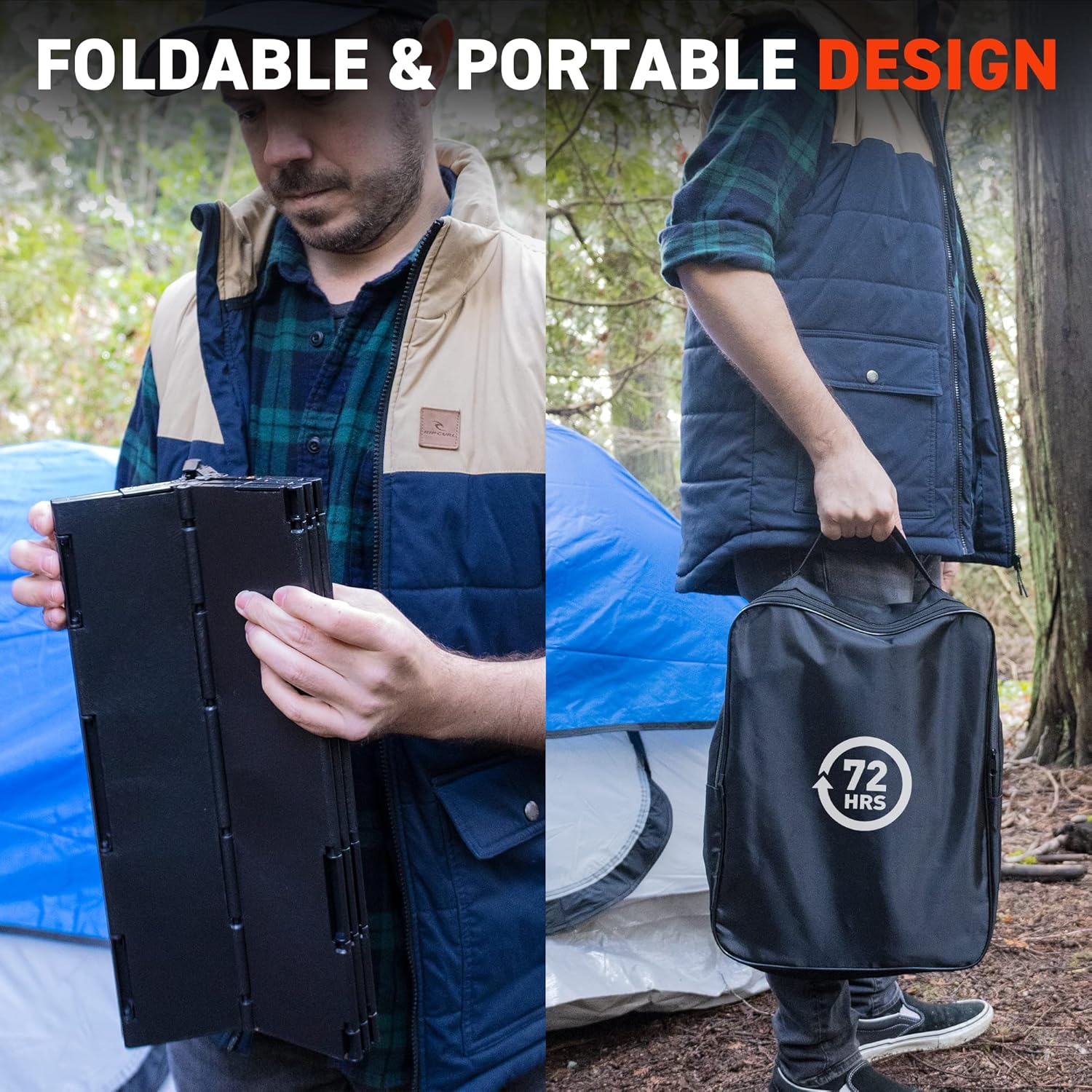 72 HRS Portable Collapsible Camp Toilet - Extra Large, Lightweight & Sturdy (With 12 Toilet Bags)