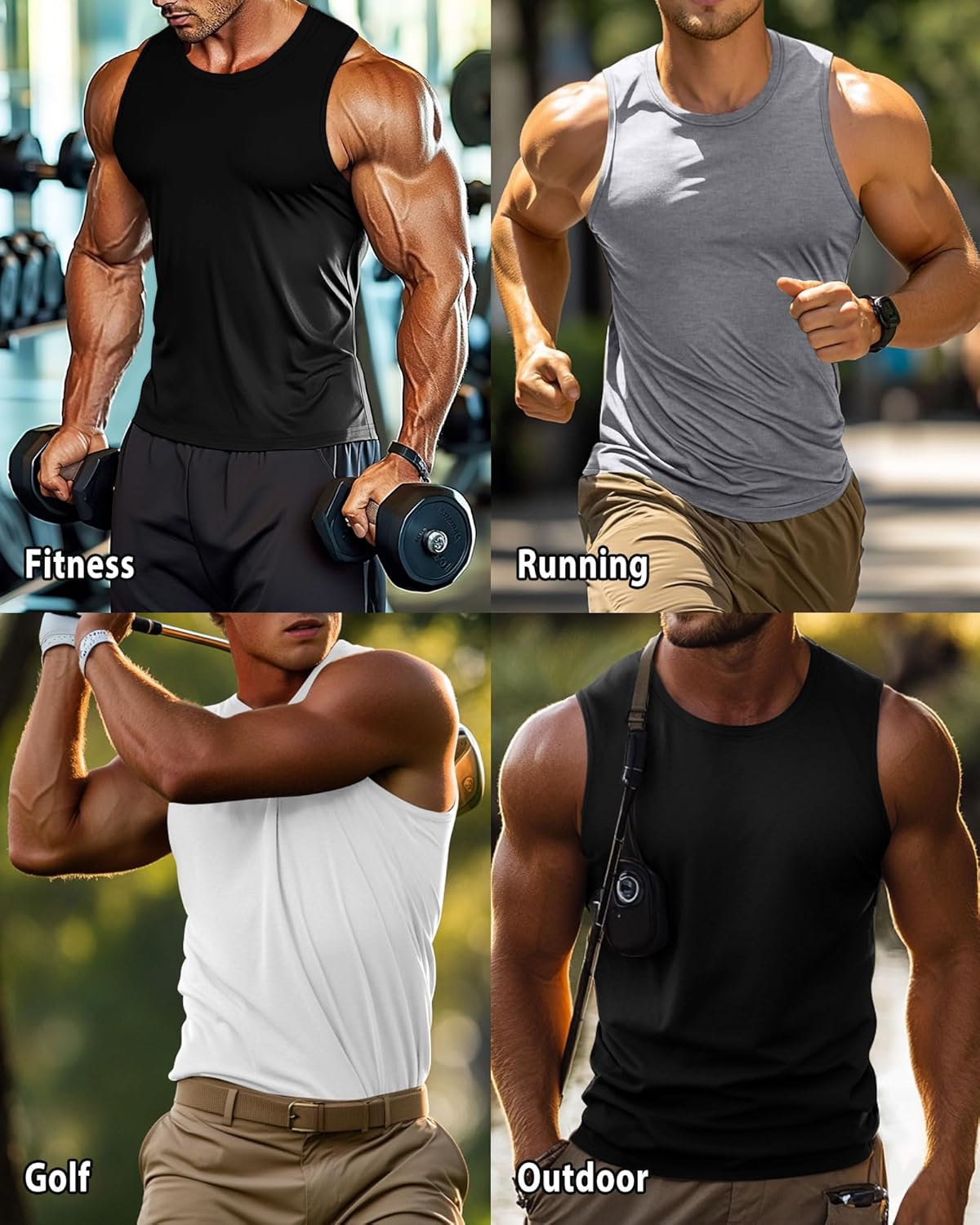 Huukeay 3 Pack Men's Big & Tall Sleeveless Muscle Shirts, Gym Tank Tops Moisture Wicking Slim Fit Workout Tees - Image 6