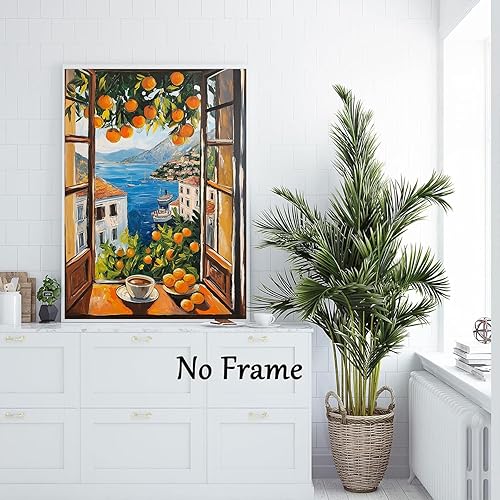 Miniatura 6 de Arte de pared abstracto de Matisse con imagen costera azul, póster de Henri Matisse con ventana abierta, vintage, impresión naranja abstracta,