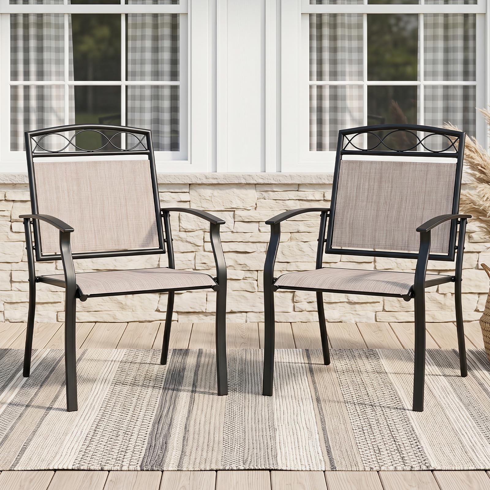 COSTWAY Lot de 2 Chaises de Jardin Extérieur, Tissu Respirant, Charge 150kg