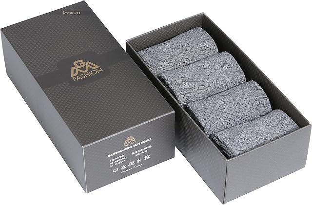 Bamboo Socks For Men, Pack of 4 Mens Socks Size 7-11 and EU 40-45, Seamless Toes Bamboo Socks Men, Luxury Gifts For Him, Breathable Odour Free and Supersoft Bamboo Socks