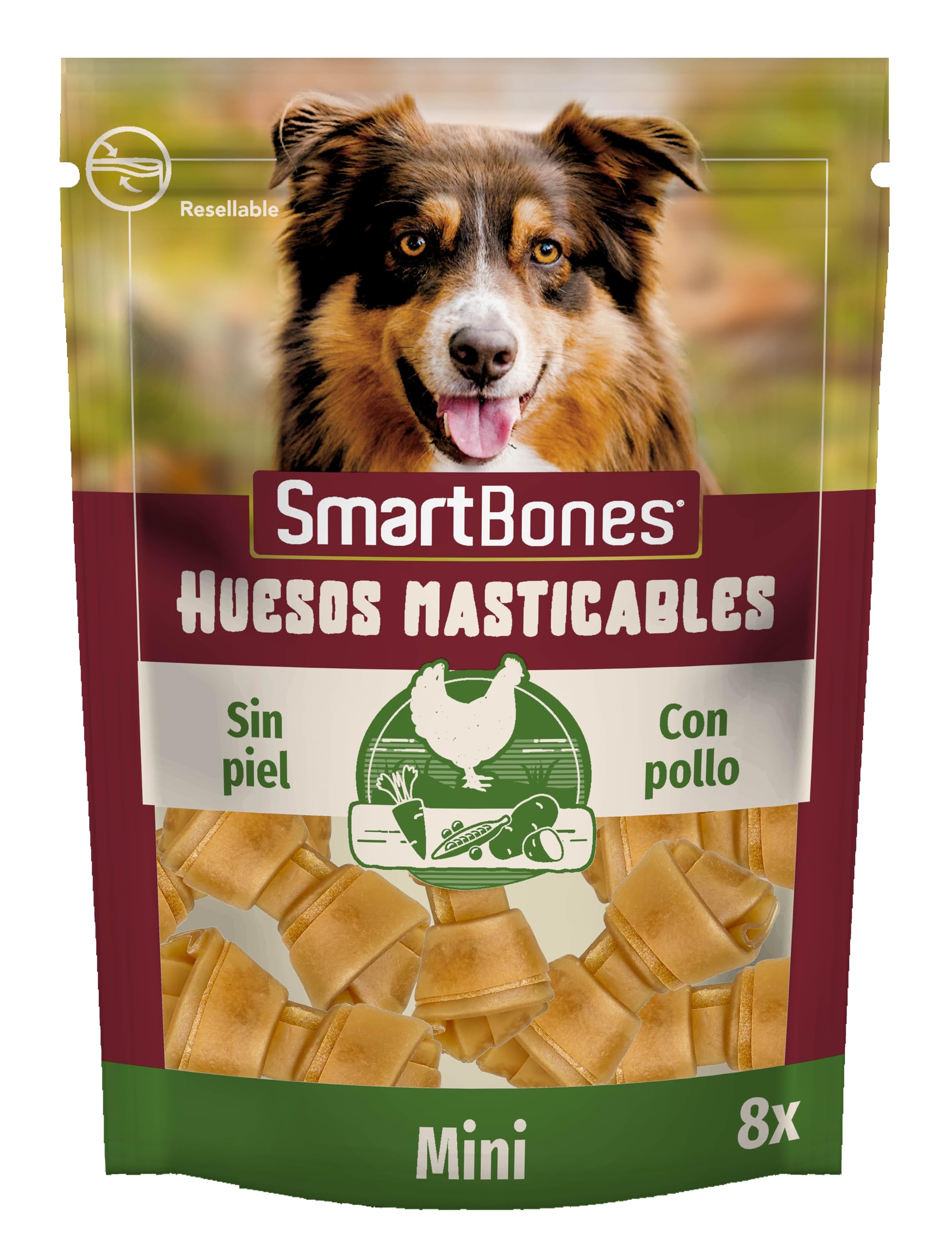 SmartBones Pollo Huesos masticables Mini para perros, 8 piezas