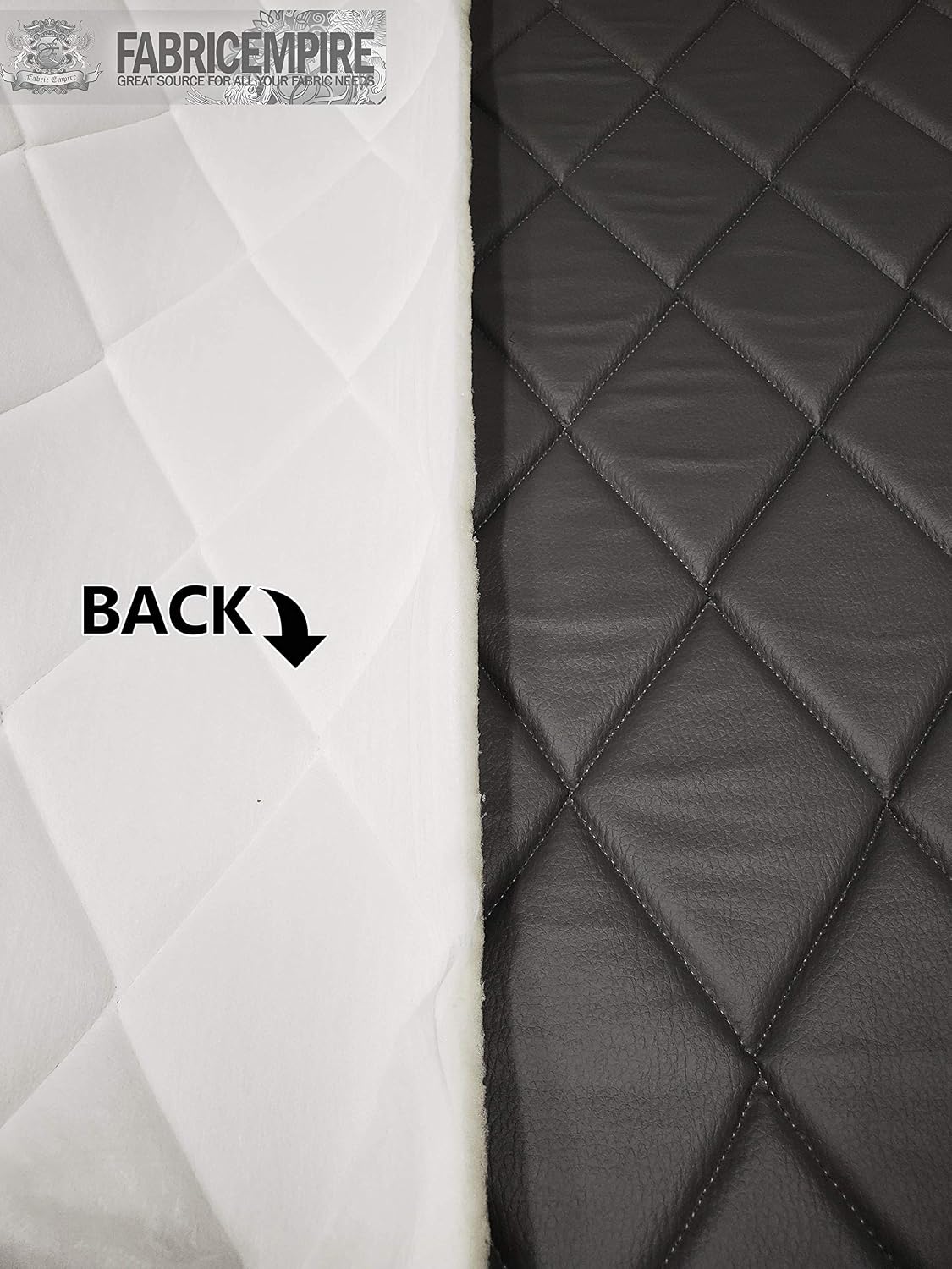 Vinyl Quilted Foam Fabric with 3/8" Foam Backing Upholstery / 52" Wide/Sold by The Yard/FABRIC EMPIRE (Grey, Big Diamond 4" x 6")