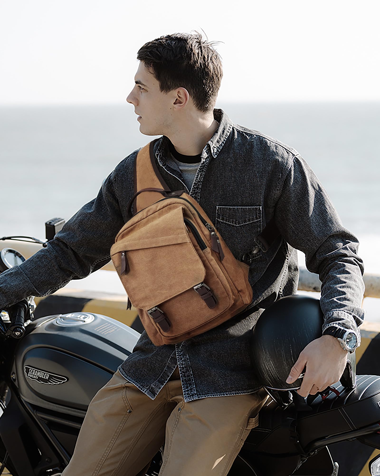 Zaino Monospalla Uomo tela Borsa al petto Borsa inclinata Donna Sportivo Casual Ciclismo Trekking Viaggio