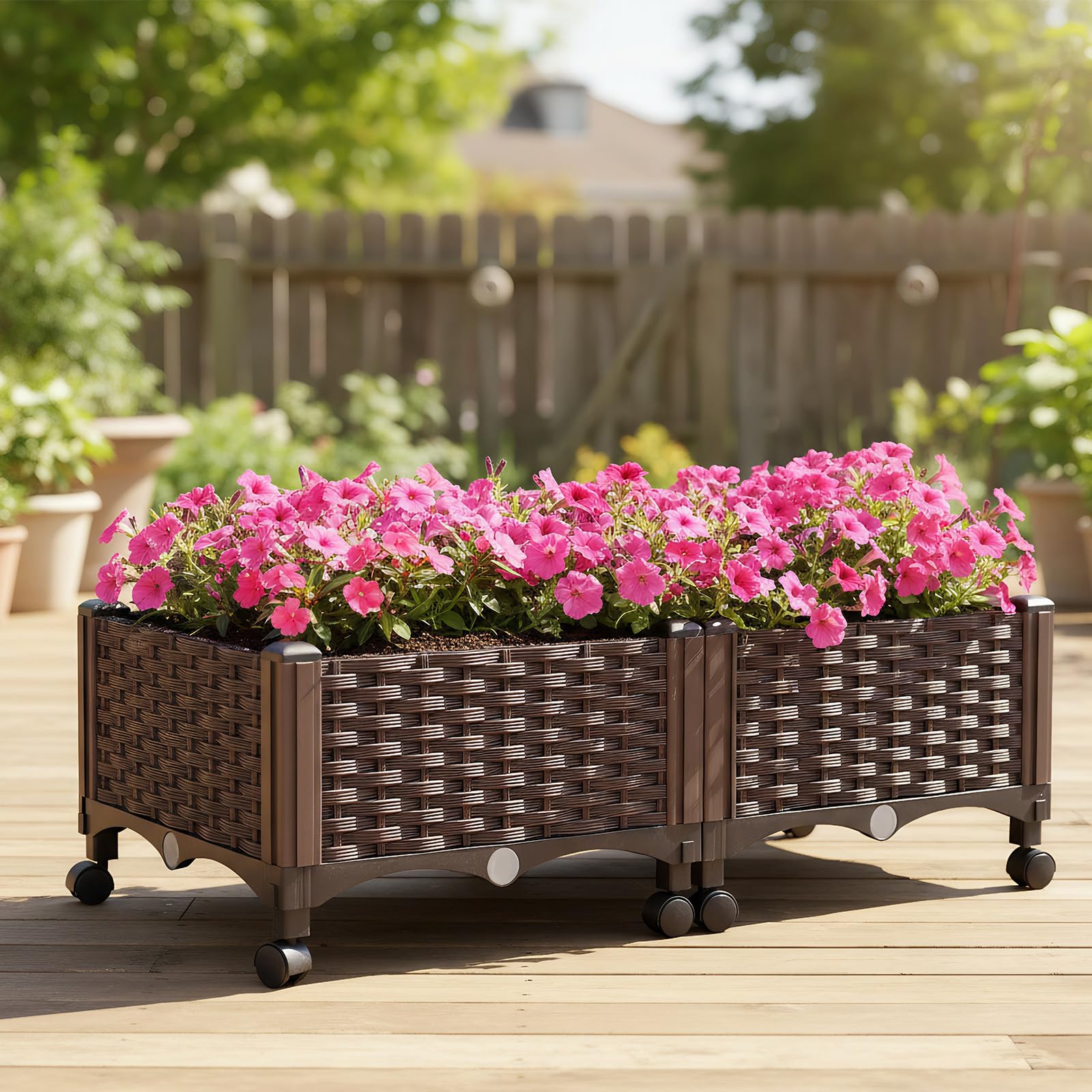 Elevated Raised Garden Bed with Wheels, Raised Planters for Garden Flower