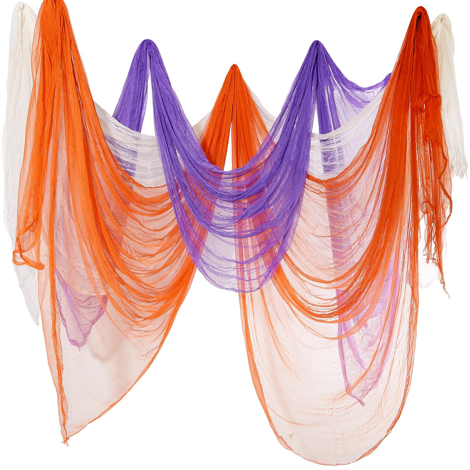 Boao 84.65 x 590.55 Inch Halloween Cheesecloth Cheese Cloth Roll for Crafts Large White, Orange, Purple Cotton Muslin Gauze Fabric for Party Decorations