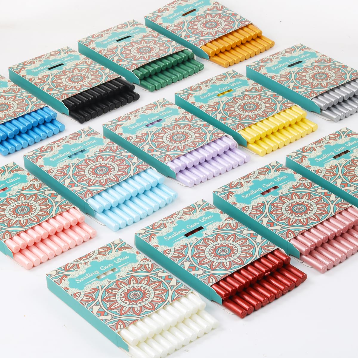 Wax Seal Kit with Gift Box, LONBEIIFY 40Pcs Sealing Wax Sticks with Glue Gun, Wax Seal Molds, Glue Gun Stand, Silicone Waxing Mat and Marker Pens for Wedding Invitations Envelopes Cards (Light Blue)