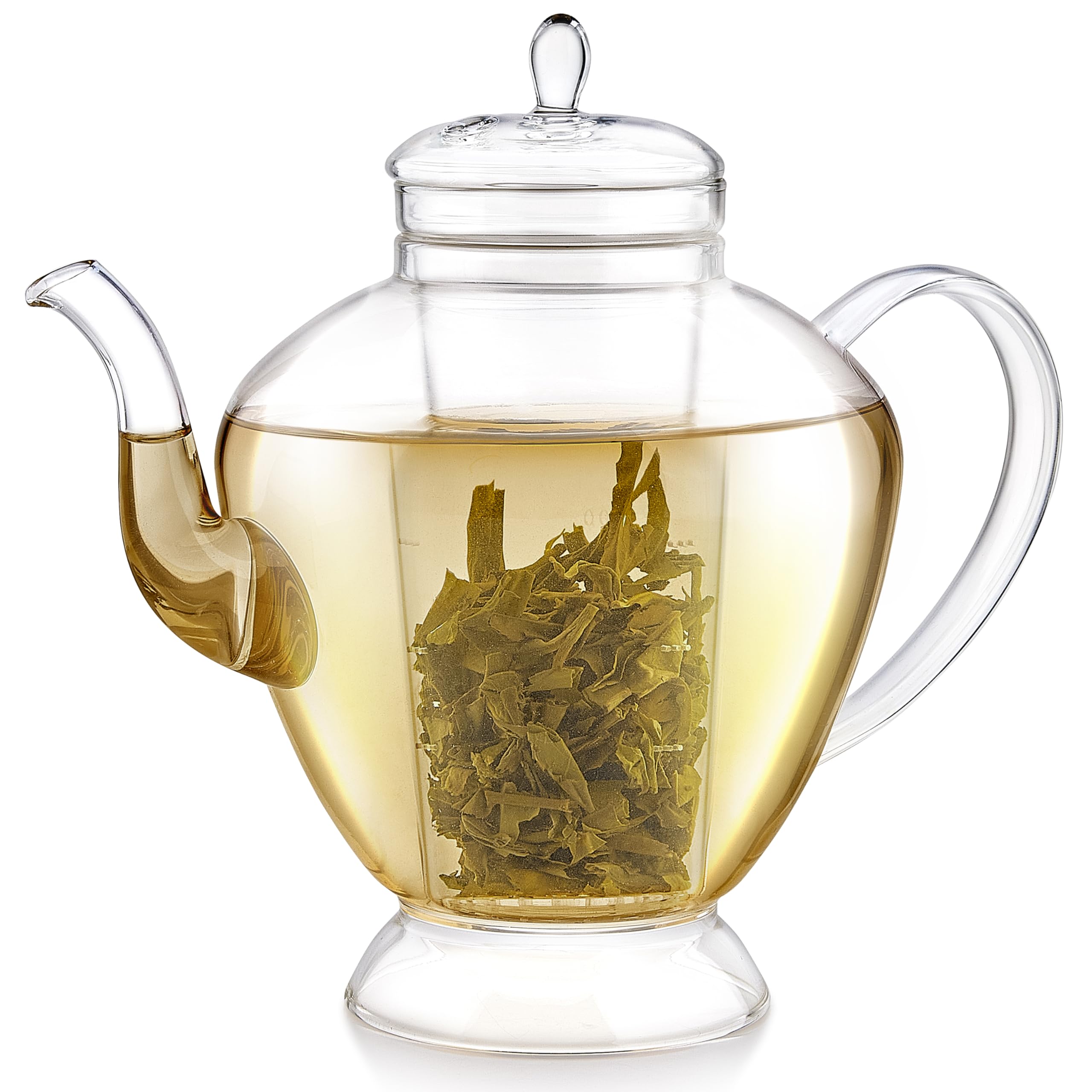 Teabloom Grand Bouquet Glas-Teekanne mit Microdot Glas-Teesieb – Elegante 1,4 l Borosilikat-Teekanne für losen Tee und blühende Blumen