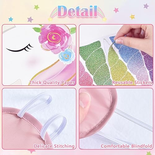 Miniatura 6 de Pin the Horn on the Unicorn Game - Juego de fiesta de unicornio de 21 x 28 pulgadas con 24 calcomanías de cuernos suministros de fiesta temática de