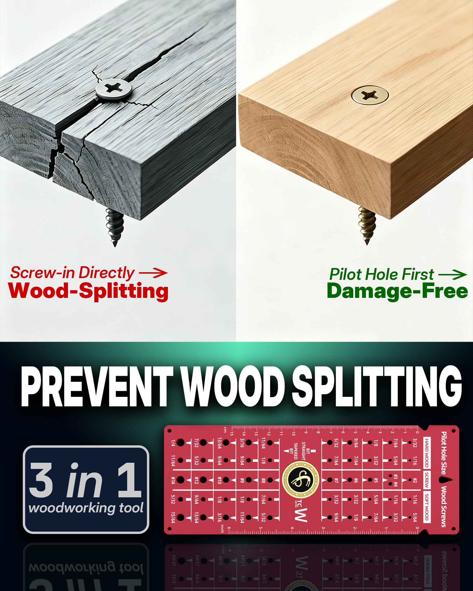 Drill Bit & Screw Size Gauge - Woodworking Tool -2 Drill Bit & Screw Size Gauge - Woodworking Tool -2
