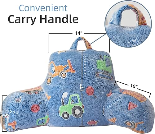 Vista 48 de A Nice Night Star Moon - Almohada de lectura de felpa que brilla en la oscuridad, respaldo de cuña para niños con brazos y apoyo para la espalda Gris