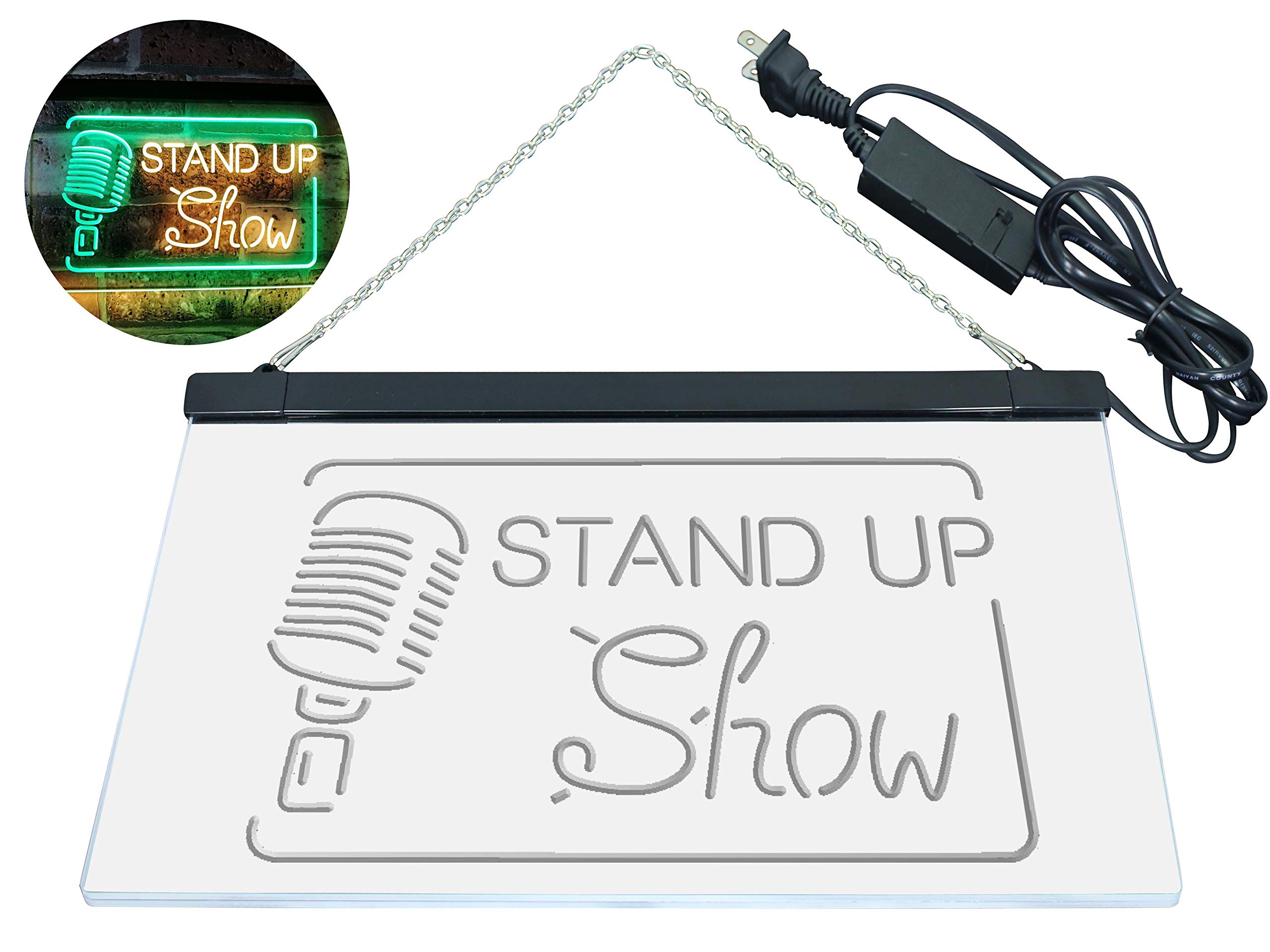 ADVPRO Stand-up Comedy Show Live Dual Color LED Barlicht Neonlicht Lichtwerbung Neon Sign Grün & Gelb 400 x 300mm st6s43-i3097-gy