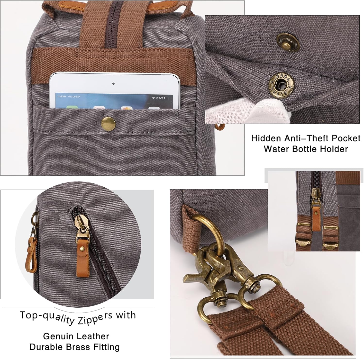 KL928 Canvas Sling Bag crossbody Bags Small Backpack Pack Travel Purse convertible purses for Women Men - Image 4