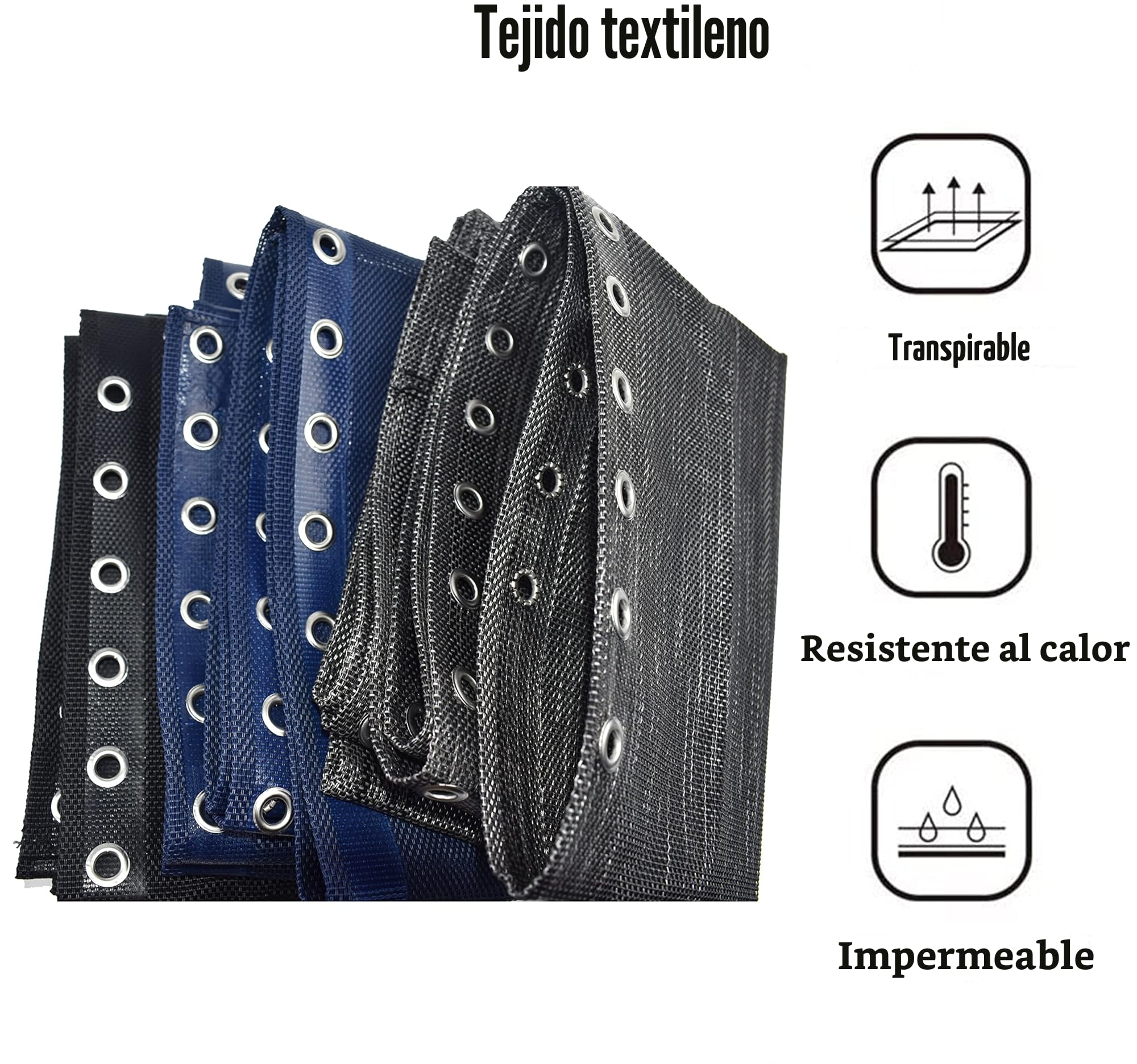 Azatemgo Tela de Repuesto Tumbona, 160 x 43 cm, Negro | Con 4 Gomas, Kit de Repuestos