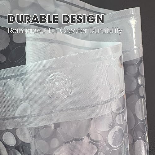 Miniatura 7 de Forro de cortina de ducha de plástico transparente, PEVA, impermeable, ligero, con diseño de guijarros 3D, tamaño estándar, 70 x 72 pulgadas