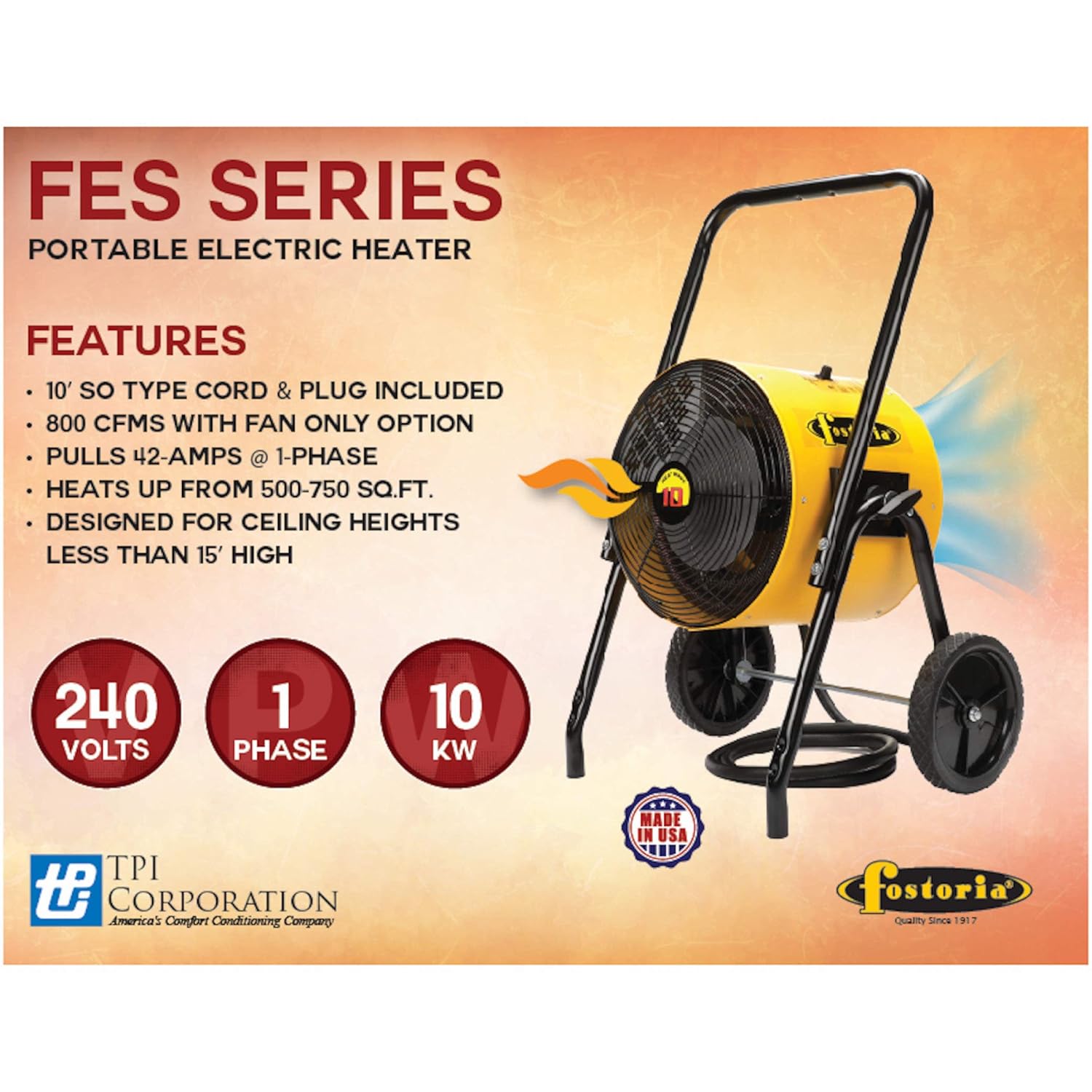 Bеѕt Quаlіtу 🔥 Fostoria - FES10241CA FES-10241-CA FES Series Heat Wave Portable Electric Salamander Heater, Single Phase, 10KW, 42 Amp