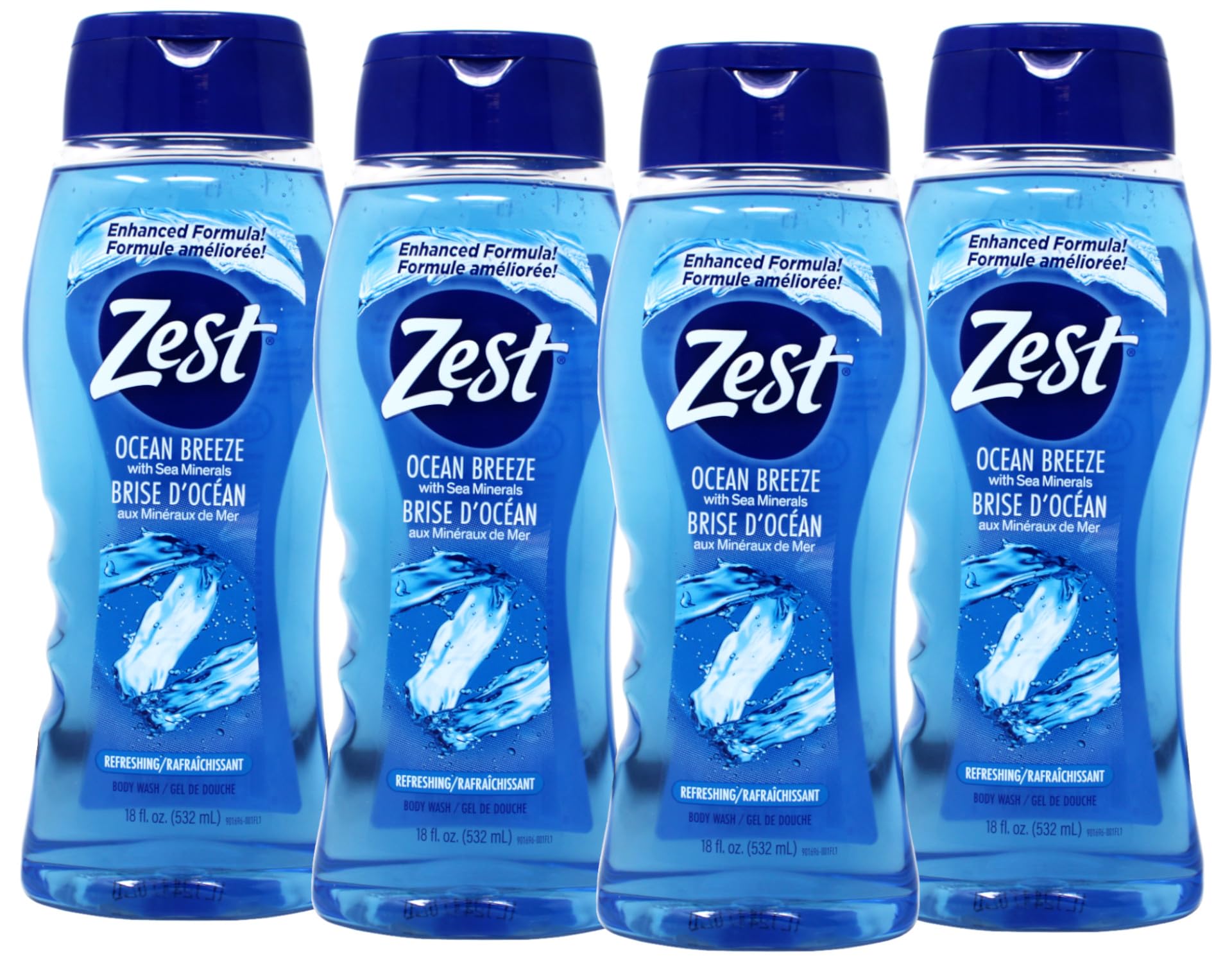 Body Wash Ocean Breeze - 18 oz, Pack of 4 - Packaging May Vary