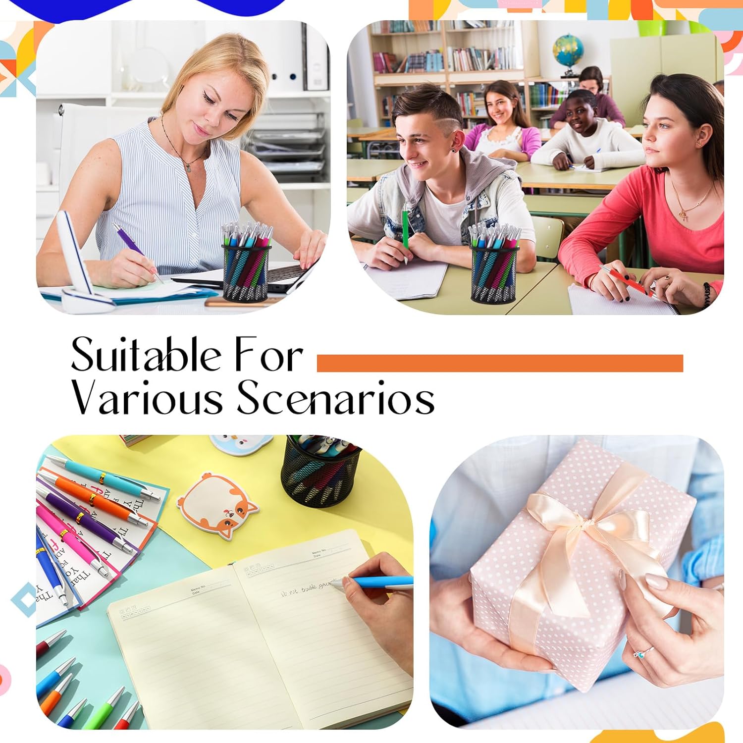 Sayglossy 100 Set Teacher Appreciation Gift Bulk Thank You Ballpoint Pens With Appreciation Cards and Ties Inspirational Ballpoint Pens Gift for Teacher Nurse Women