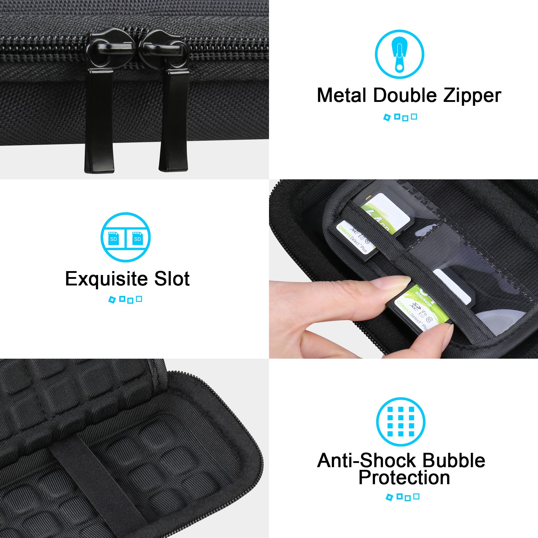 Lacdo Externe Festplattentasche Schutzhülle für SanDisk Extreme Pro/SanDisk Extreme Portable Externe SSD SDSSDE81 SDSSDE80 500GB 1TB 2TB 4TB USB-C Eva Hülle, Schwarz+Schwarz
