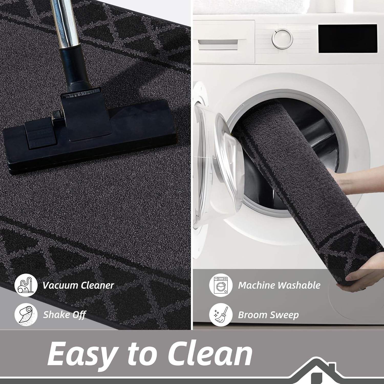 BEQHAUSE Door Mat Dirt Trapper Non Slip Entryway Rugs Absorbent Welcome Mat Low Profile Washable Front Door Mat for Muddy Paws,Entrance,Hallway, 32" x 48",Black - Image 7