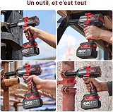 Avhrit 1600 N.m Clé à Choc Sans Fil Brushless avec Deux 4000mAh batteries, 1/2" Boulonneuse à Choc Électrique pour la voiture et la Maison, avec 5 Douilles à Chocs - 8